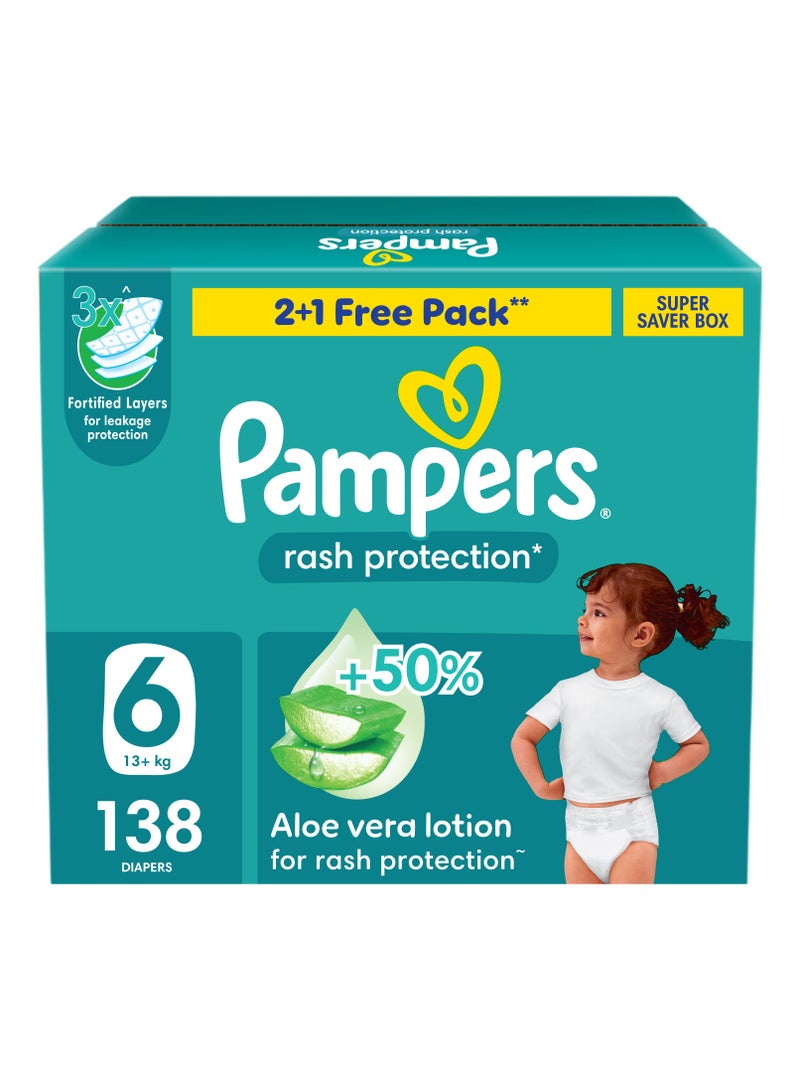 بامبرز حماية الطفح الجلدي مقاس 6 مع شريط 13+ كجم صندوق توفير كبير - Image 1