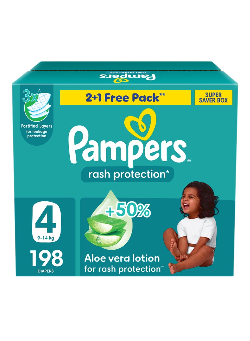 Pampers Taped Size 4 Rash Protection 9-14kg Super Saving box - Image 1