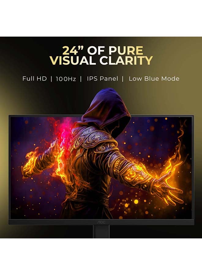 AOC 24 inch FHD 100hz 1ms Monitor, IPS, 3 side borderless, AdaptiveSync, anti-tearing solution, eye protection, Low Blue Mode, VGA × 1, HDMI 1.4 × 1, 24B20JH2 BLACK - Image 3
