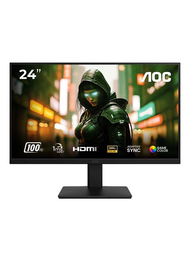 AOC 24 inch FHD 100hz 1ms Monitor, IPS, 3 side borderless, AdaptiveSync, anti-tearing solution, eye protection, Low Blue Mode, VGA × 1, HDMI 1.4 × 1, 24B20JH2 BLACK - Image 1