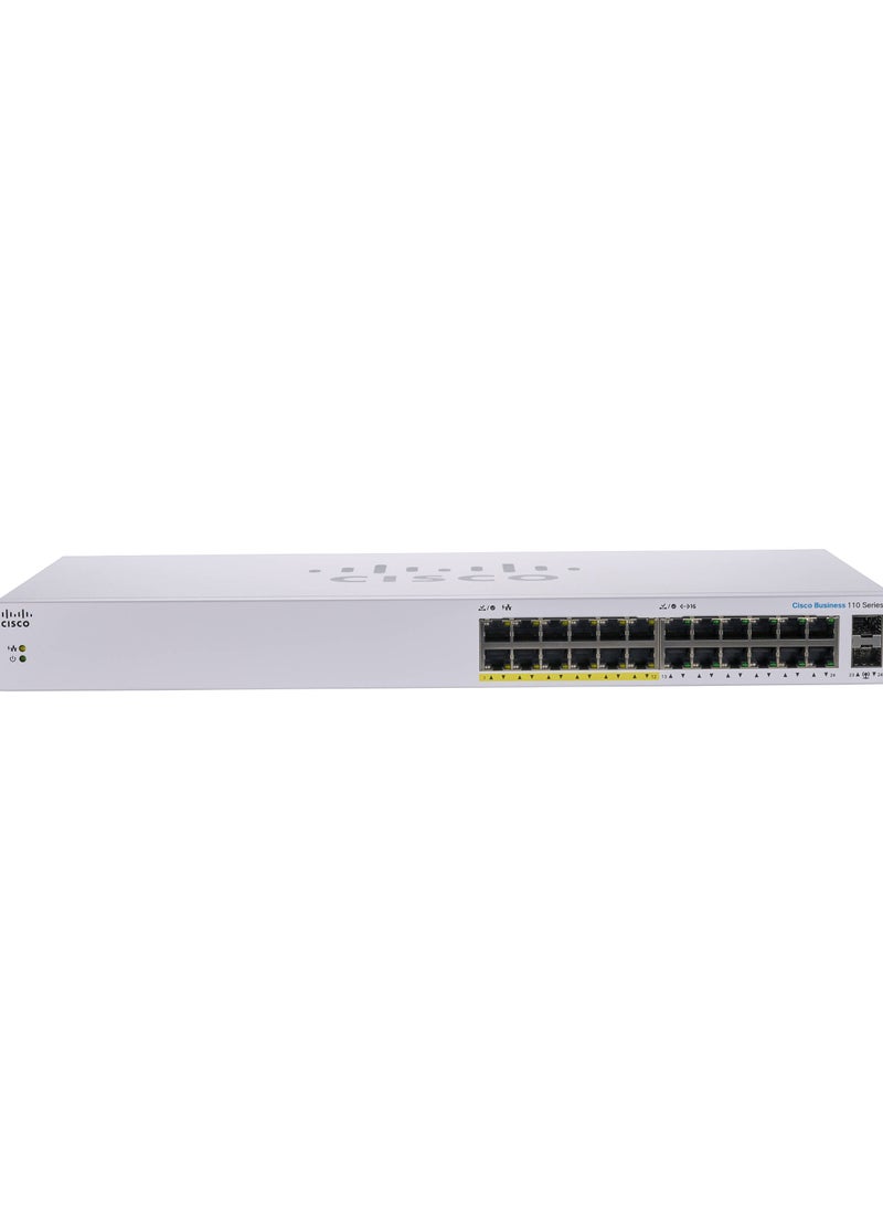 سيسكو CISCO SWITCH  CBS110-24PP-EU Unmanaged 24 GIGA ports 12 support PoE with 100W+ 2 Gigabit SFP W - Image 1
