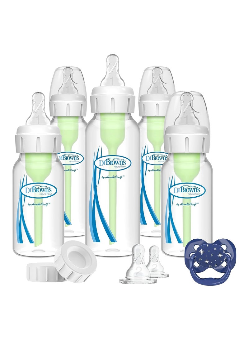 Dr. Brown’s Anti-Colic Options+ Baby Bottle Gift Set with 4oz and 8oz Bottles and PreVent Pacifier