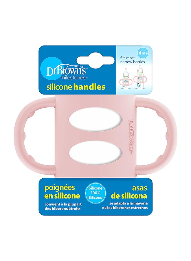 Dr. Brown’s Milestone 100% Silicone Baby Bottle Handles, Narrow, Pink, 1 Pack, 4m+ (Colors May Vary) - Image 2