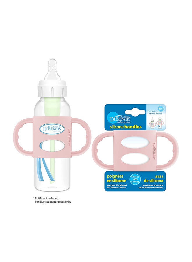 Dr. Brown’s Milestone 100% Silicone Baby Bottle Handles, Narrow, Pink, 1 Pack, 4m+ (Colors May Vary) - Image 1