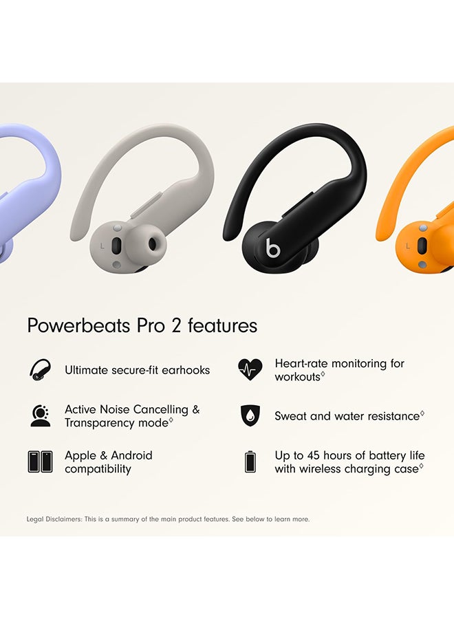 بيتس Powerbeats Pro 2 Wireless Bluetooth Earbuds – Noise Cancelling, Heart-Rate Monitor, IPX4, Up to 45 Hours Battery & Wireless Charging Case, works with Apple & Android Jet Black  - Image 2