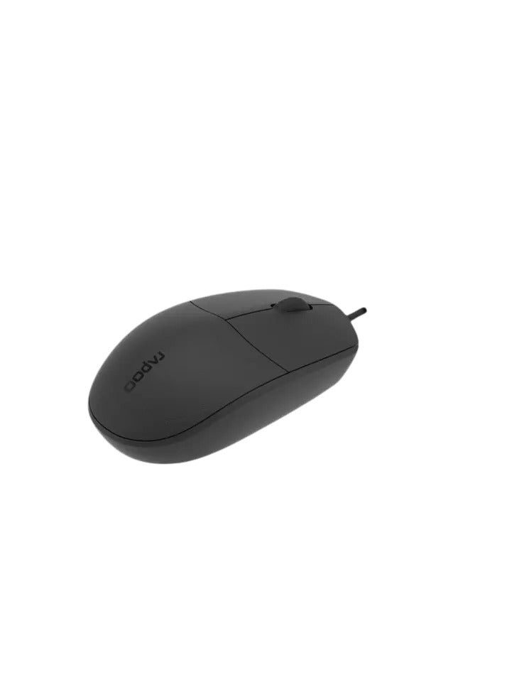 رابو Rapoo N100C Wired Optical Mouse BLACK - Image 2