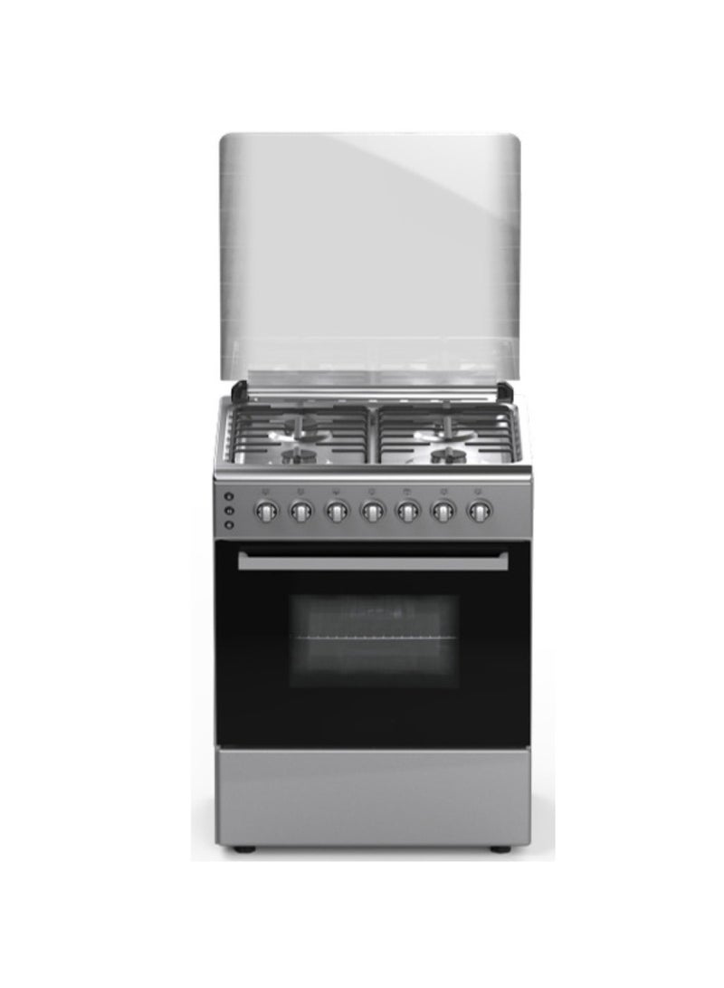 SUPER GENERAL 60x60 Full Safety Gas Cooker With 4 SABAF Gas Burners And Rotisserie, Grill, Oven - SGC6170MSFS Silver - Image 1