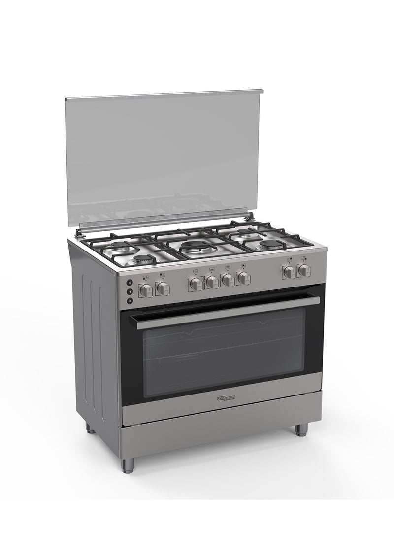 سوبر جنرال موقد غاز كامل الأمان 90x60 مزود بـ 5 شعلات غاز ساباف، مشواة، فرن، مؤقت ميكانيكي، زر إشعال - - Image 2