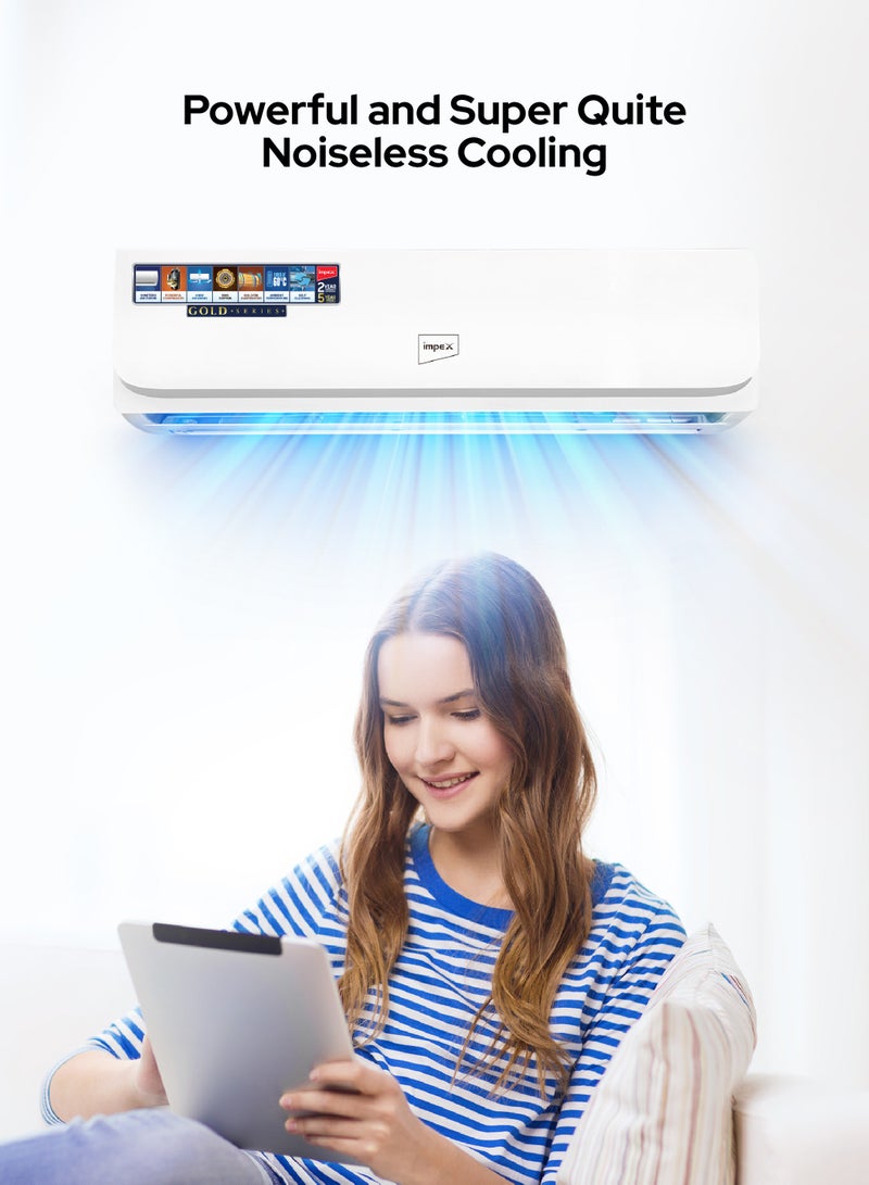 إمبكس 1.5 Ton Cooling Only Split AC | 4D Air Flow | 18000 BTU | 100% Copper Pipe | Turbo Cooling | Hidden Display | R410A Gas | Auto Restart | Golden Fin | T3 Compressor | IM18S3MCSA 2200 W IM18S3MCSA White  - Image 5