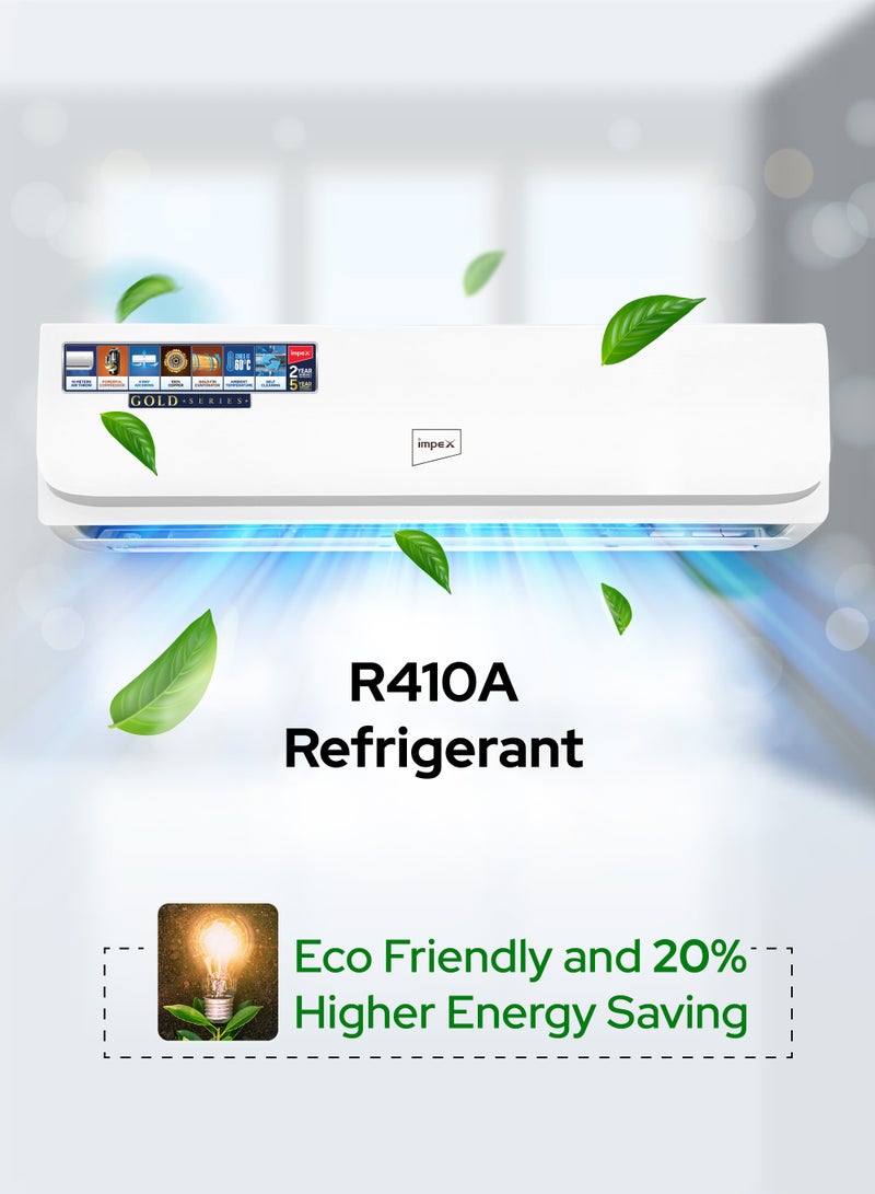 Impex - 1.5 Ton Cooling Only Split AC | 4D Air Flow | 18000 BTU | 100% Copper Pipe | Turbo Cooling | Hidden Display | R410A Gas | Auto Restart | Golden Fin | T3 Compressor | IM18S3MCSA 2200 W IM18S3MCSA White - Image 1