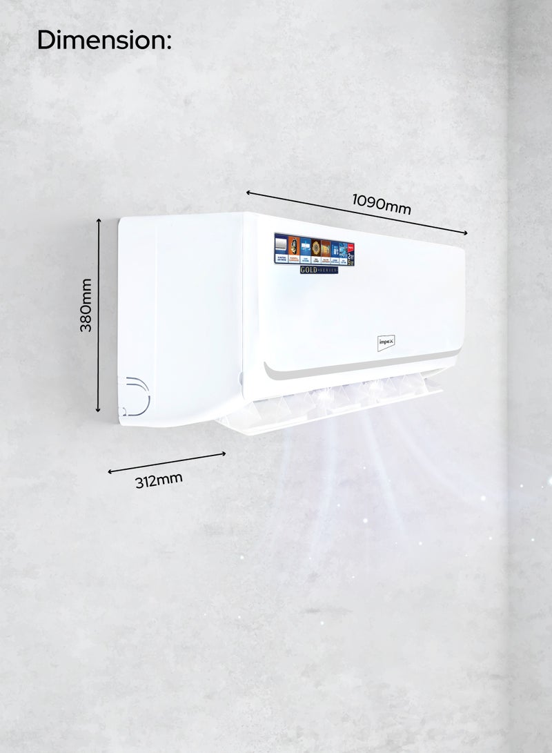 Impex - 1.5 Ton Cooling Only Split AC | 4D Air Flow | 18000 BTU | 100% Copper Pipe | Turbo Cooling | Hidden Display | R410A Gas | Auto Restart | Golden Fin | T3 Compressor | IM18S3MCSA 2200 W IM18S3MCSA White - Image 1