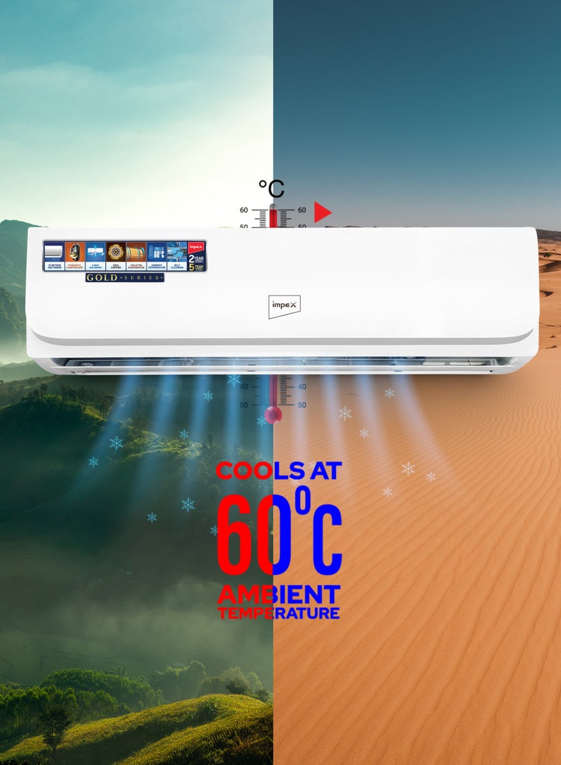 Impex 1.5 Ton Cooling Only Split AC | 4D Air Flow | 18000 BTU | 100% Copper Pipe | Turbo Cooling | Hidden Display | R410A Gas | Auto Restart | Golden Fin | T3 Compressor | IM18S3MCSA 2200 W IM18S3MCSA White - Image 5