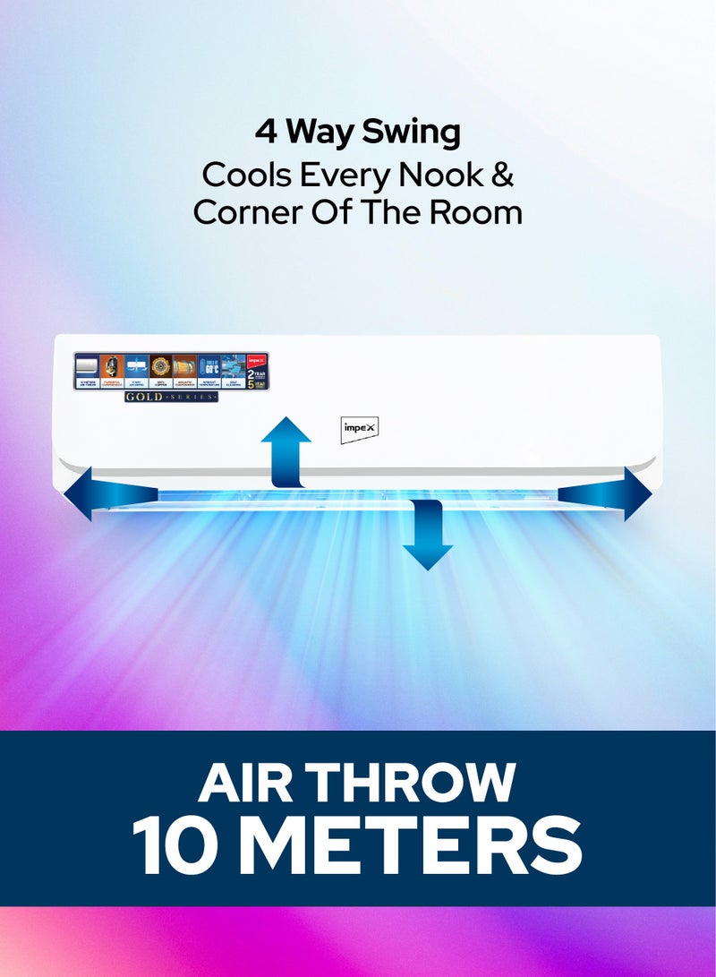 إمبكس - 1.5 Ton Heating & Cooling Split Air Conditioner | 18000 BTU | 4D Air Flow | Turbo Cooling | 100% Copper Pipe | Hidden Display | R410A Gas | T3 Compressor | Auto Restart | IM18S3MHSA 2200 W IM18S3MHSA White - Image 1