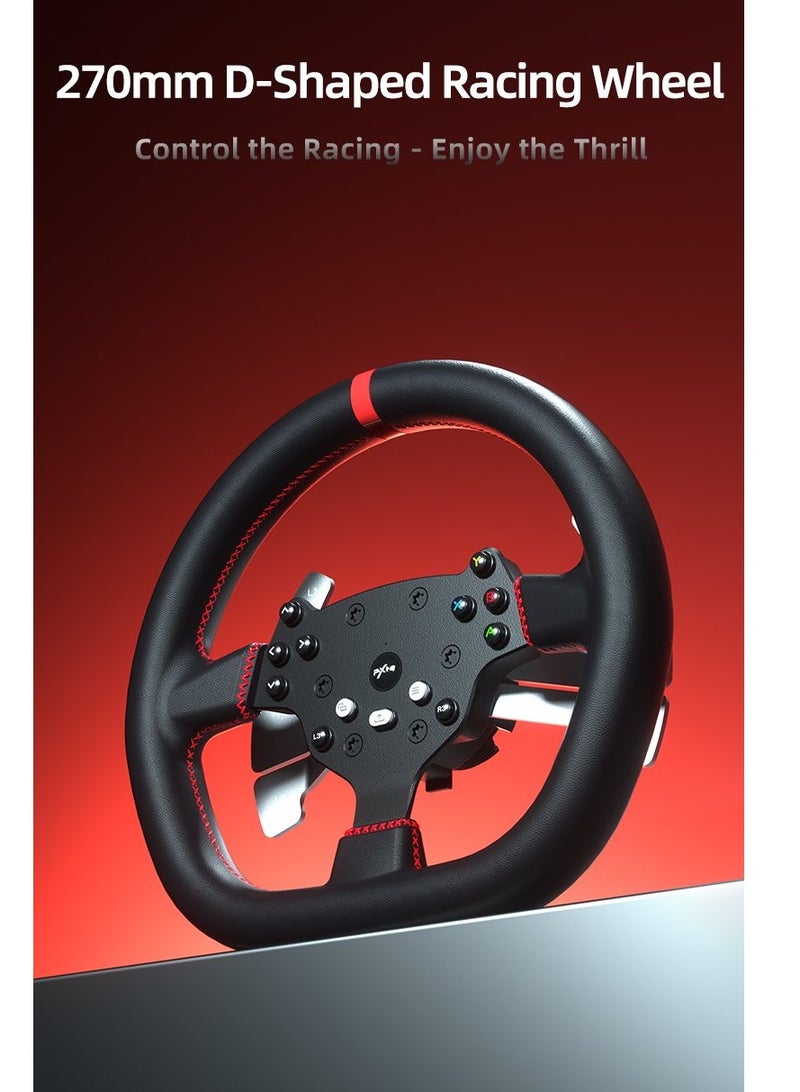 V10 Pro Direct Drive Racing Wheel – 3.2Nm Torque, Servo Motor, Multi-Platform (PC, Xbox, PS4) – 270mm D-Shaped Wheel, 3-Pedal Bundle (Clutch, Brake, Accelerator), Hall-Effect Magnetic Pedals, F1 Paddle Shifters, App Control, Intelligent Cooling 17 Programmable Buttons – Ultimate Realistic Driving Simulator