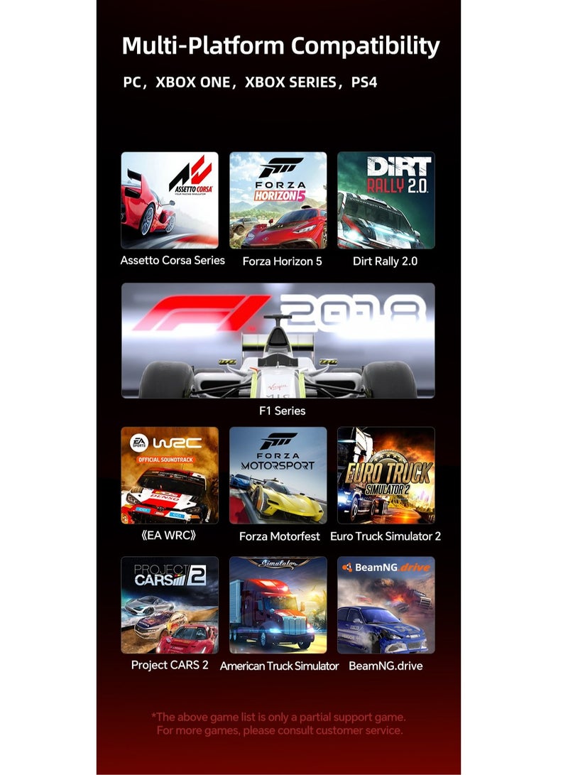 V10 Pro Direct Drive Racing Wheel – 3.2Nm Torque, Servo Motor, Multi-Platform (PC, Xbox, PS4) – 270mm D-Shaped Wheel, 3-Pedal Bundle (Clutch, Brake, Accelerator), Hall-Effect Magnetic Pedals, F1 Paddle Shifters, App Control, Intelligent Cooling 17 Programmable Buttons – Ultimate Realistic Driving Simulator