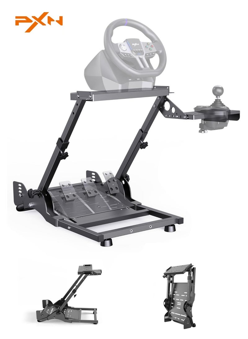 PXN A10 Sim Racing Wheel Stand – Universal Adjustable Foldable Cockpit for Logitech G29, G920, G923, Fanatec, Thrustmaster T300GT, T500, CSL DD, Simagic M10 PXN V10 V12 | Heavy-Duty Carbon Steel | Shifter & Handbrake Mount | Compact & Stable Gaming Wheel Stand | Anti-Slip Base  - Image 1