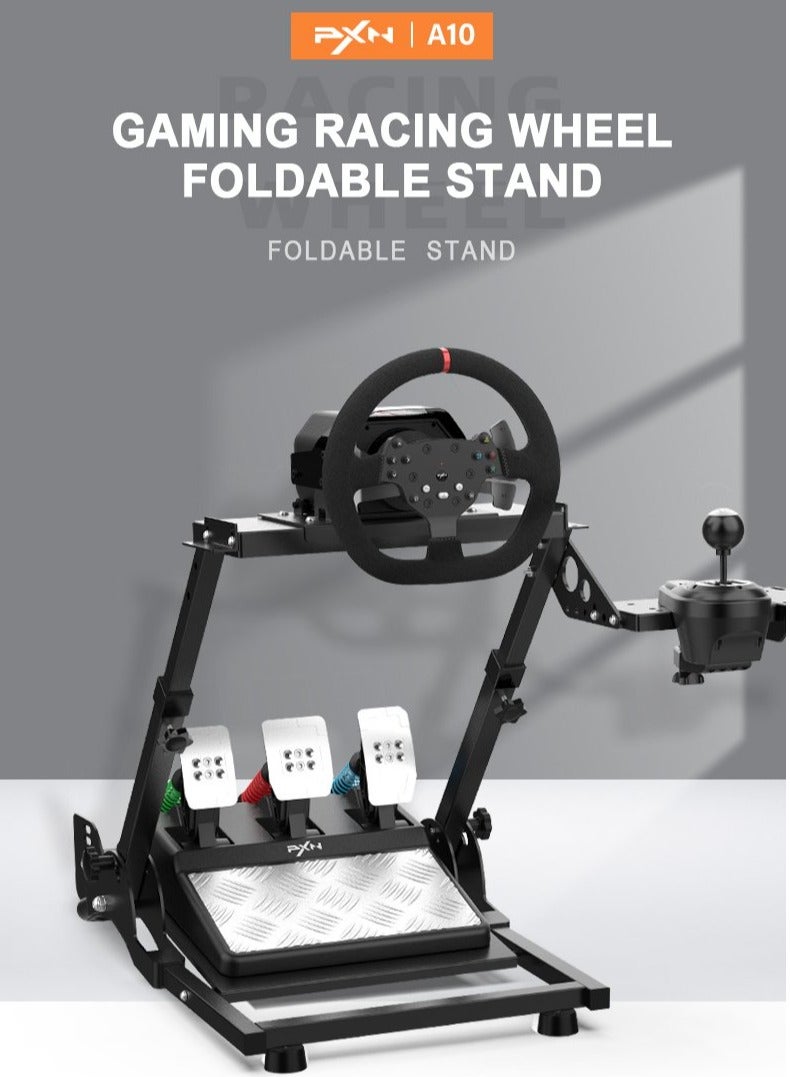 PXN A10 Sim Racing Wheel Stand – Universal Adjustable Foldable Cockpit for Logitech G29, G920, G923, Fanatec, Thrustmaster T300GT, T500, CSL DD, Simagic M10 PXN V10 V12 | Heavy-Duty Carbon Steel | Shifter & Handbrake Mount | Compact & Stable Gaming Wheel Stand | Anti-Slip Base  - Image 2