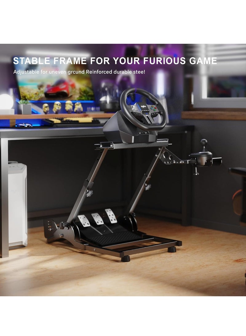PXN A10 Sim Racing Wheel Stand – Universal Adjustable Foldable Cockpit for Logitech G29, G920, G923, Fanatec, Thrustmaster T300GT, T500, CSL DD, Simagic M10 PXN V10 V12 | Heavy-Duty Carbon Steel | Shifter & Handbrake Mount | Compact & Stable Gaming Wheel Stand | Anti-Slip Base  - Image 4