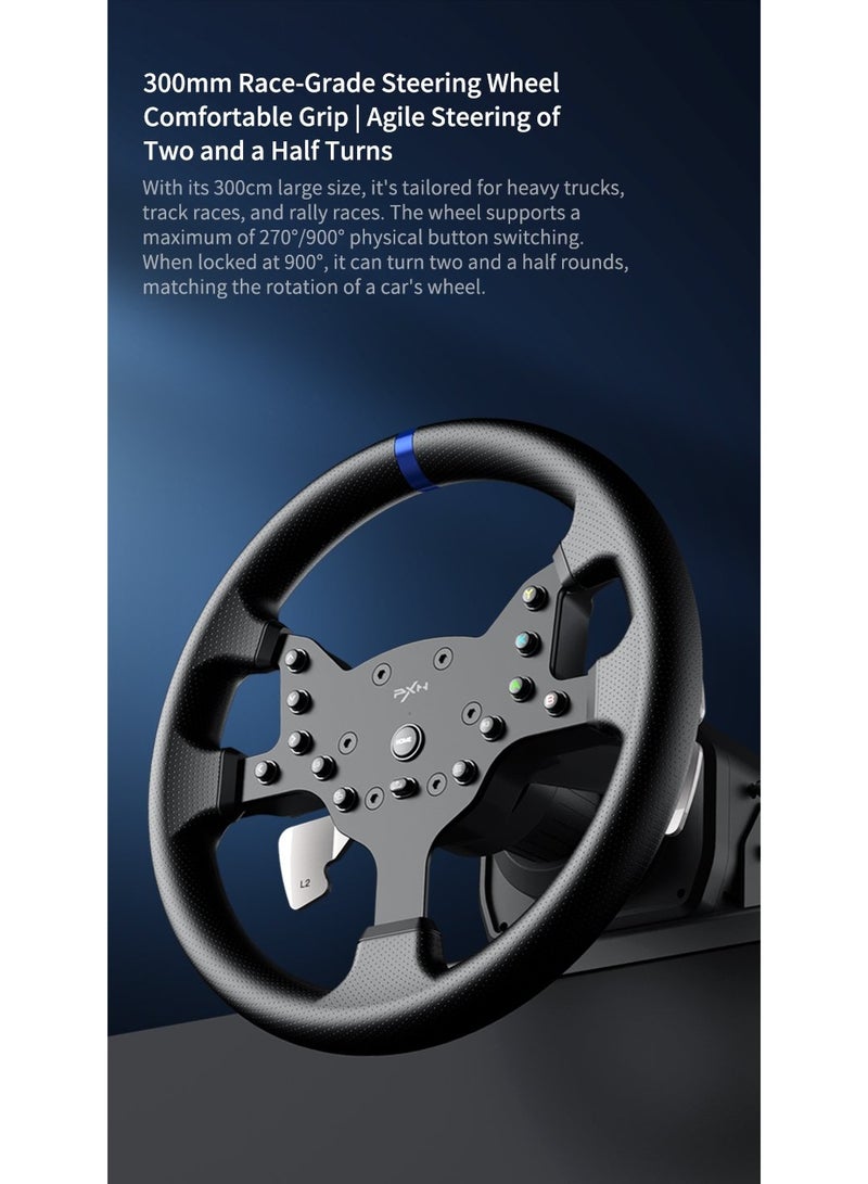 PXN V99 Racing Steering Wheel 270°/900° 3.2Nm Force Feedback, Hall Magnetic Pedals, 6+1 Gear Shifter, Dual Paddle, Detachable Faceplate, Mobile App Support, 11" Rubber Grip for PS4/PS3/Xbox One/Xbox Series X|S/PC – Realistic Simulation Driving Wheel for Truck, Rally, Drift & Racing Games  - Image 5