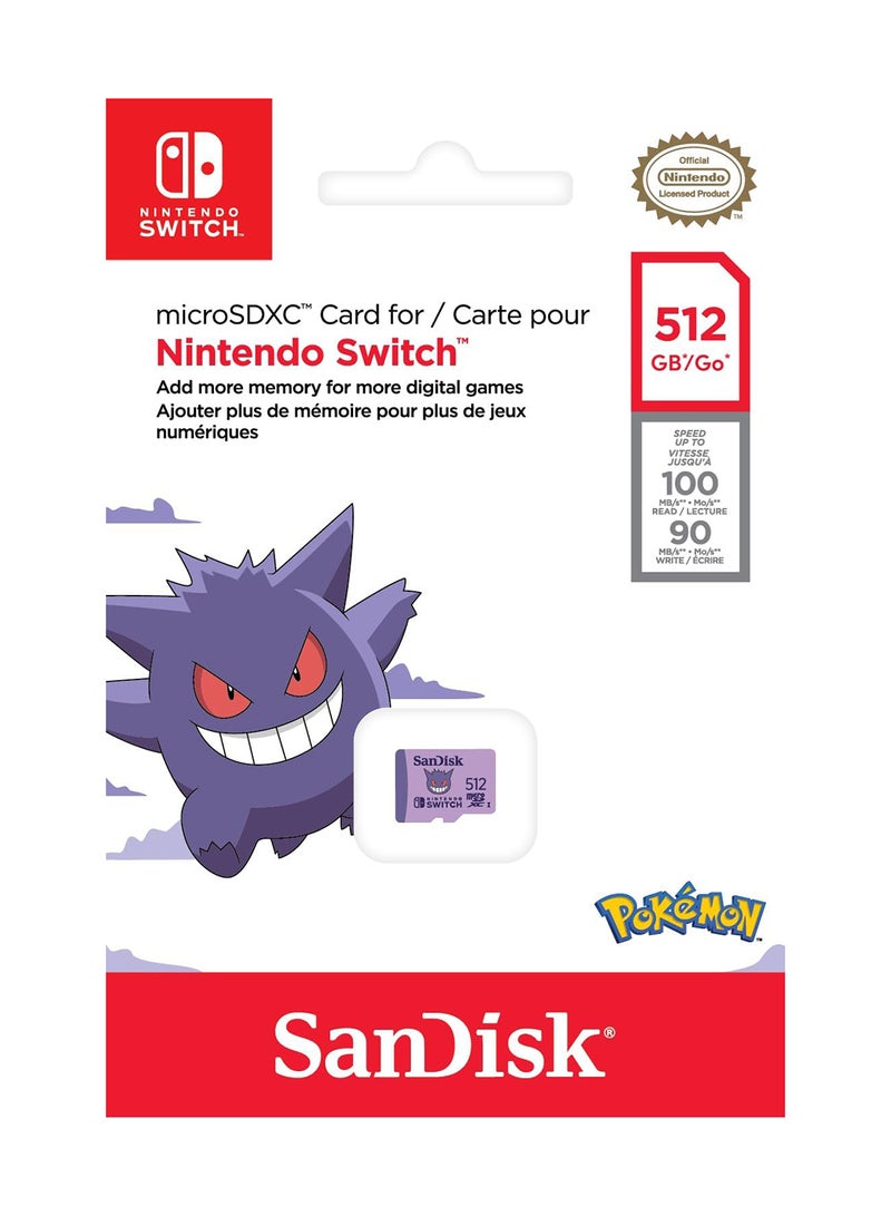 سانديسك Pokémon Gengar microSD Card for Nintendo Switch 512GB (Up to 100MB/s read speed, up to 90MB/s write speed, 4K UHD, V30, U3) 512 GB  - Image 2