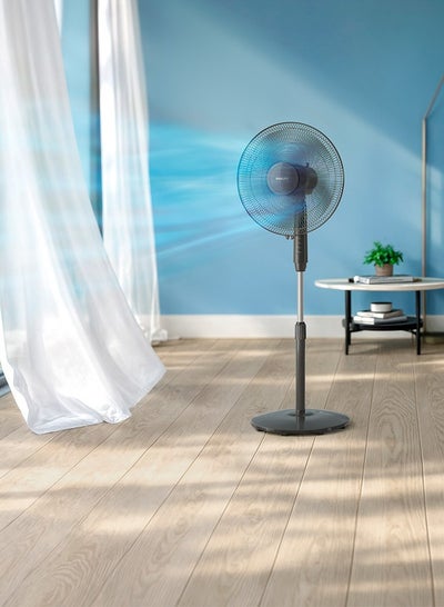 Philips Series 600 Pedestal Fan, Fan airflow 3250 m3/h,Tiltable and oscillating, 3speed settings, Head diameter 45 cm, quiet 40 dB(A) at the lowest setting - 45 W ACP620/01 Black