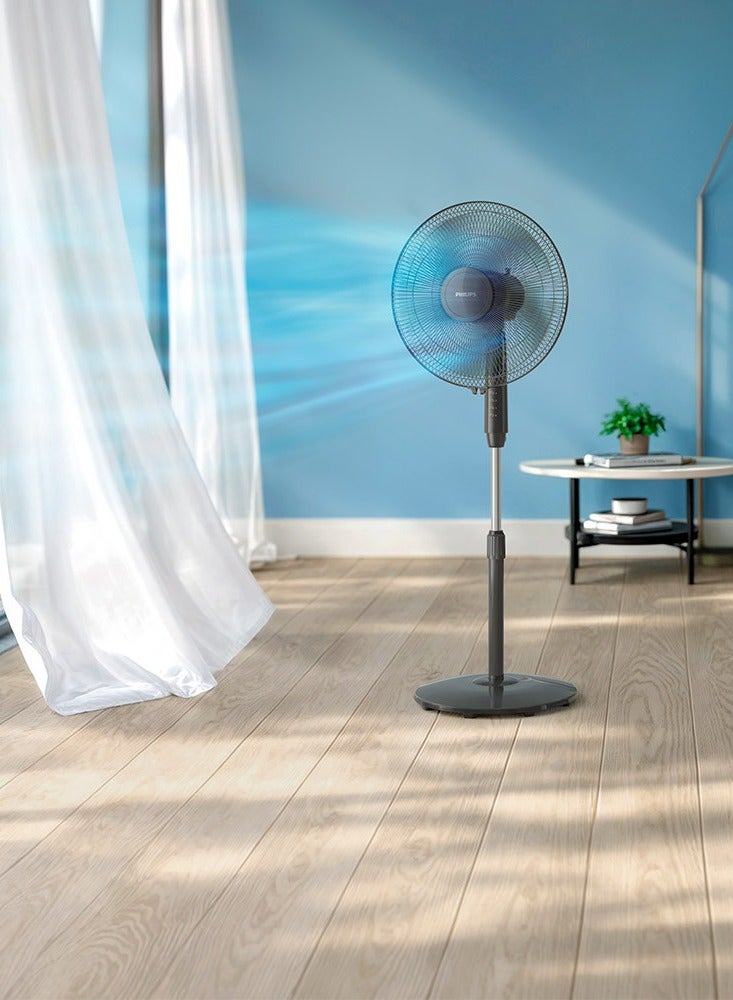 Philips Series 600 Pedestal Fan, Fan airflow 3250 m3/h,Tiltable and oscillating, 3speed settings, Head diameter 45 cm, quiet 40 dB(A) at the lowest setting - 45 W ACP620/01 Black - Image 1