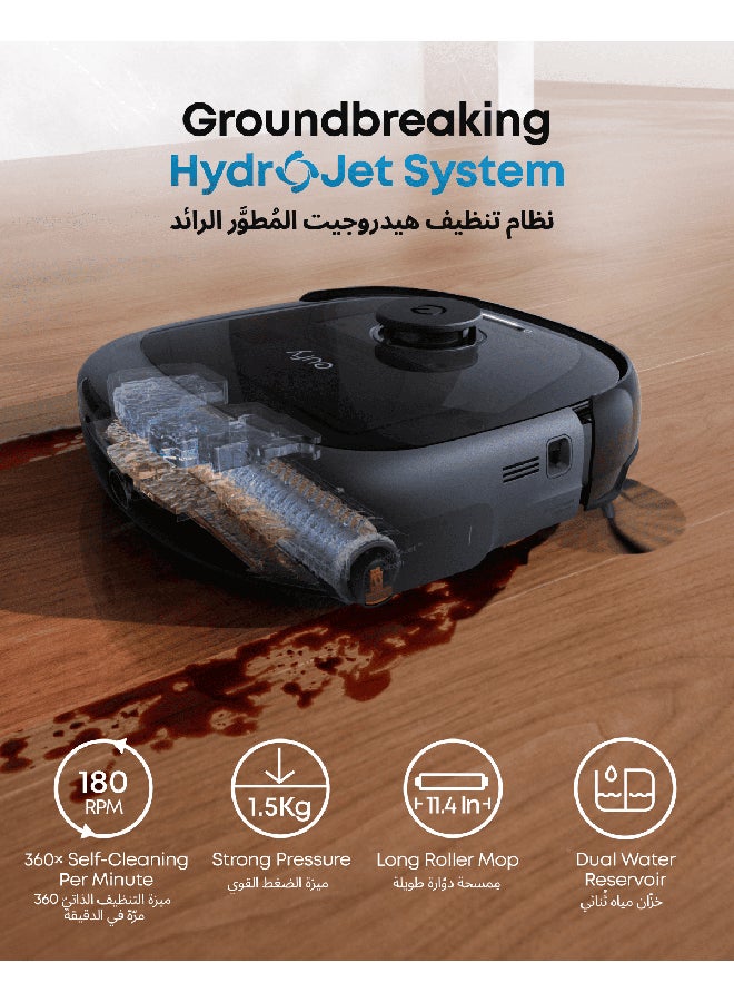 إيوفي eufy Robot Vacuum Omni E28, HydroJet™ System, Portable Deep Cleaner, Turbo Suction, DuoSpiral™ Detangle Brushes, CornerRover™ Arm 40 W T2352V11 black  - Image 2