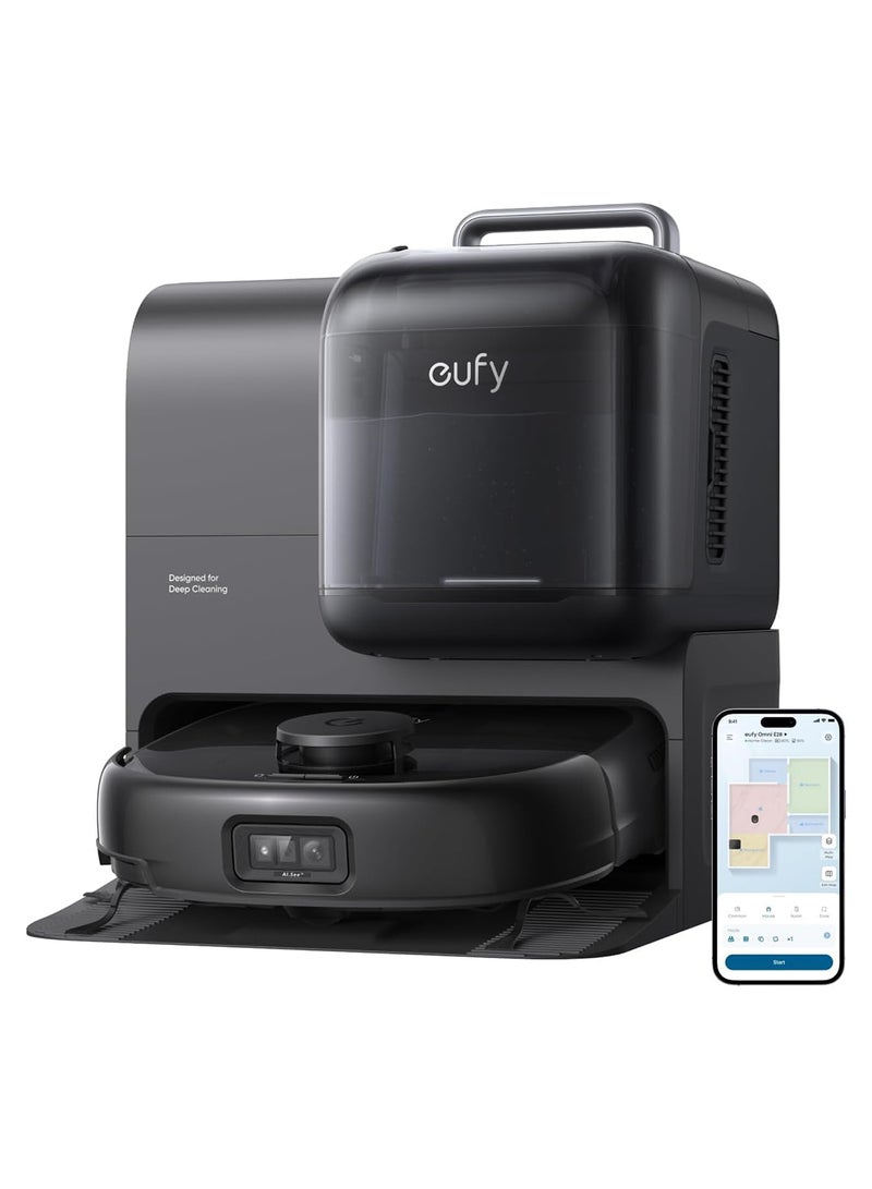 eufy Robot Vacuum Omni E28, HydroJet™ System, Portable Deep Cleaner, Turbo Suction, DuoSpiral™ Detangle Brushes, CornerRover™ Arm 40 W T2352V11 black - Image 1