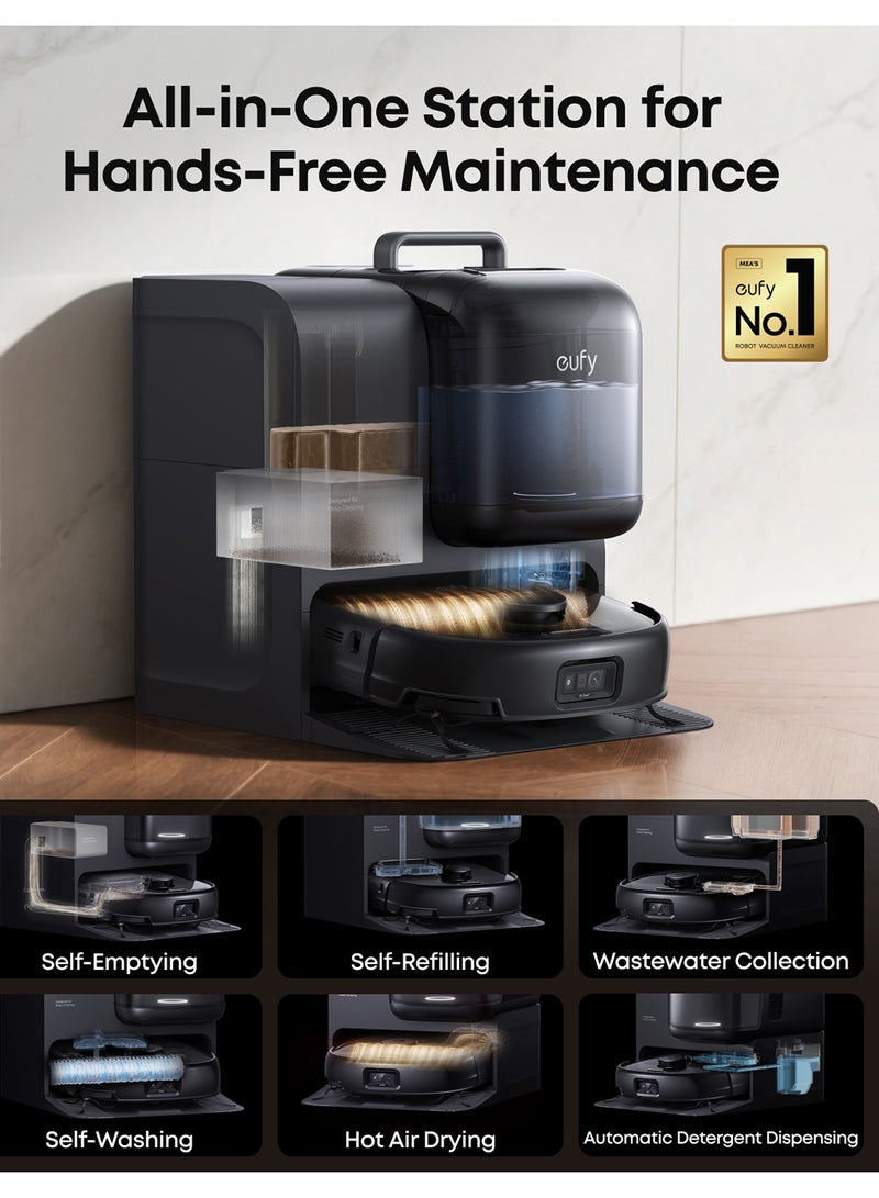 eufy Robot Vacuum Omni E28, HydroJet™ System, Portable Deep Cleaner, Turbo Suction, DuoSpiral™ Detangle Brushes, CornerRover™ Arm 40 W T2352V11 black - Image 2