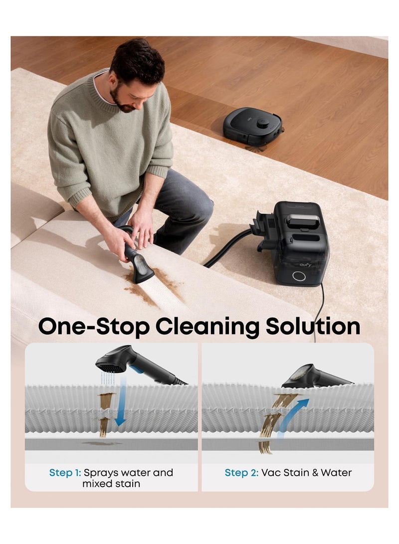 eufy Robot Vacuum Omni E28, HydroJet™ System, Portable Deep Cleaner, Turbo Suction, DuoSpiral™ Detangle Brushes, CornerRover™ Arm 40 W T2352V11 black - Image 4