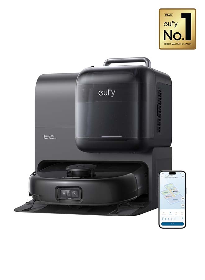 eufy Robot Vacuum Omni E28, HydroJet™ System, Portable Deep Cleaner, Turbo Suction, DuoSpiral™ Detangle Brushes, CornerRover™ Arm 40 W T2352V11 black