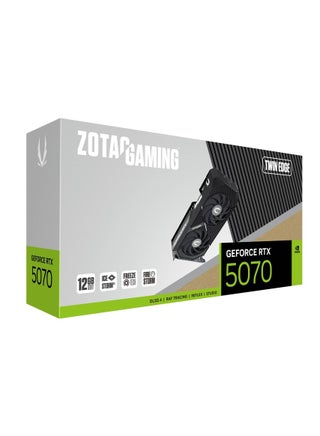 GAMING GeForce RTX 5070 Twin Edge 12GB GDDR7 Graphics Card, NVIDIA Blackwell Architecture, 6144 CUDA Cores, 2512 MHz Boost Clock, 192-bit, PCIe 5.0 x16, IceStorm 2.0 Dual Fan Cooling, DisplayPort 2.1 x3, HDMI 2.1, DLSS 4, Ray Tracing, Metal Backplate, 250W TDP, Compact Dual-Slot, FREEZE Fan Stop, FireStorm Utility, Quad Display Support, VR Ready | ZT-B50700E-10P - pnsku/N70178038V/45/_/1747825607/53bceec8-be22-4e3f-a8d0-7bae22972e63