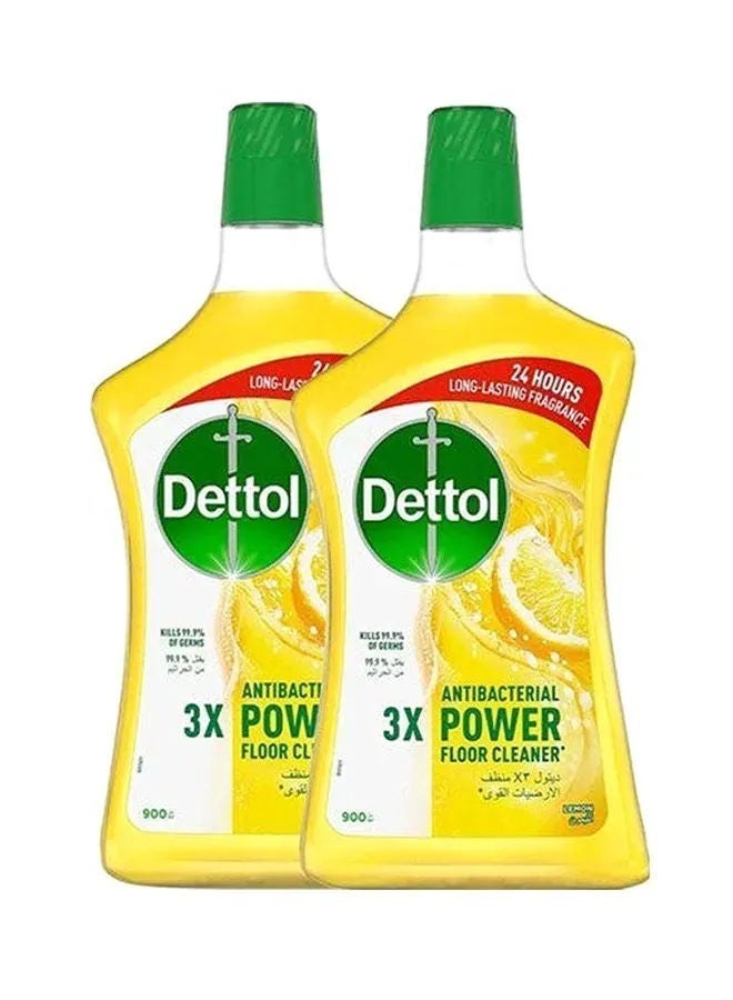 Dettol Antibacterial Power Floor Cleaner, Lemon, Pack Of 2 900ml 