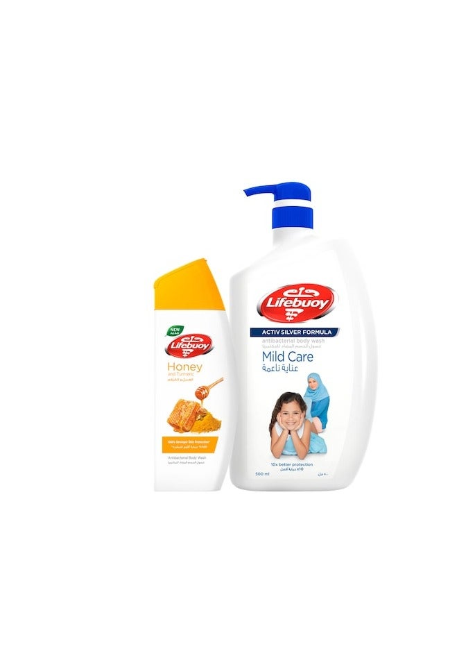 Lifebuoy Mild Care Body Wash, Pack Of 2, 500ml 500+280ml 