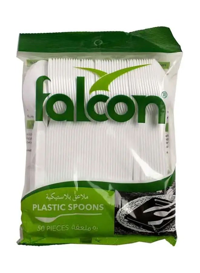 فالكون Disposable Plastic Spoons, 50'S Whi 