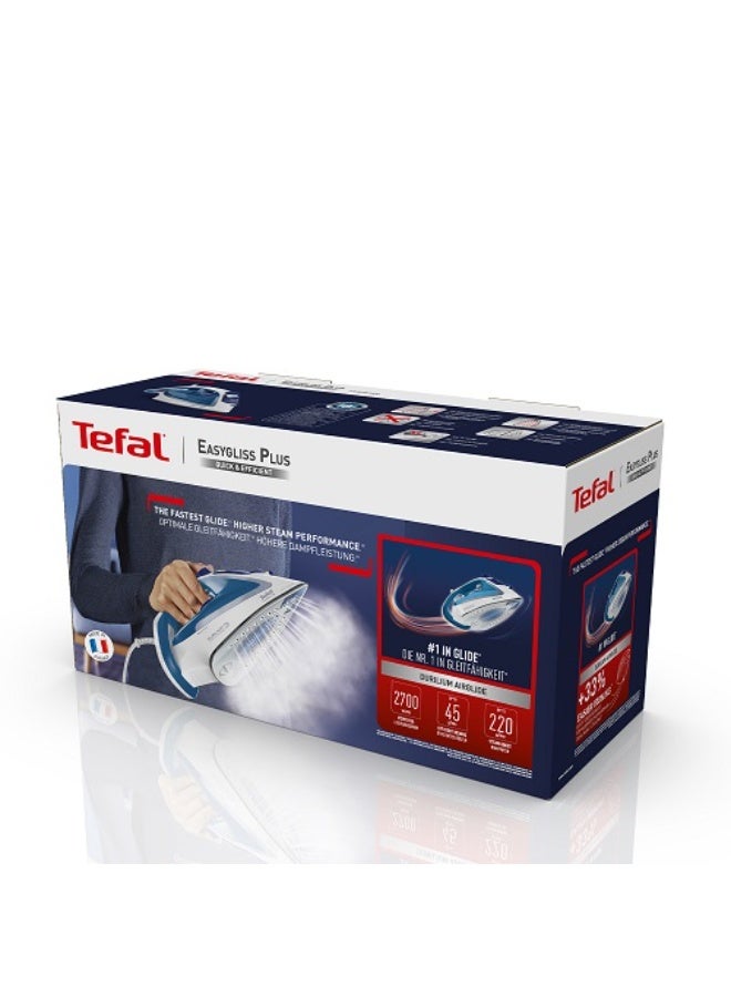 Tefal - Tefal Easygliss Plus Steam Iron, 2700 Watt, Blue - FV5751E0 1 kg 2700 W FV5751E0 blue - Image 1