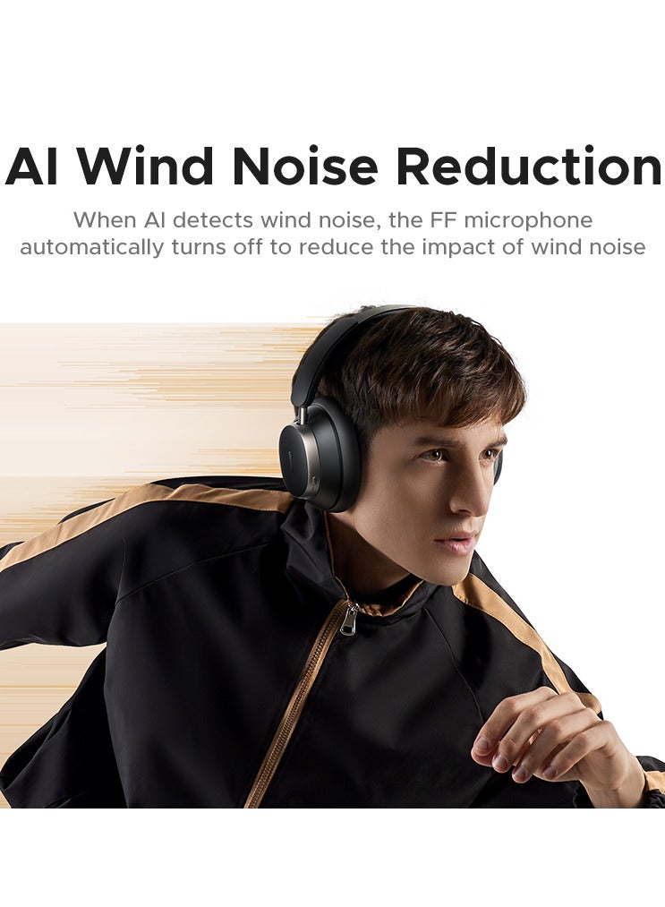 HiTune Max6 Noise Cancelling Bluetooth Headphones, Hi-Res LDAC Wireless Audio, 120H Playtime, Over-Ear Wireless Headphones with Deep Bass for Travel black