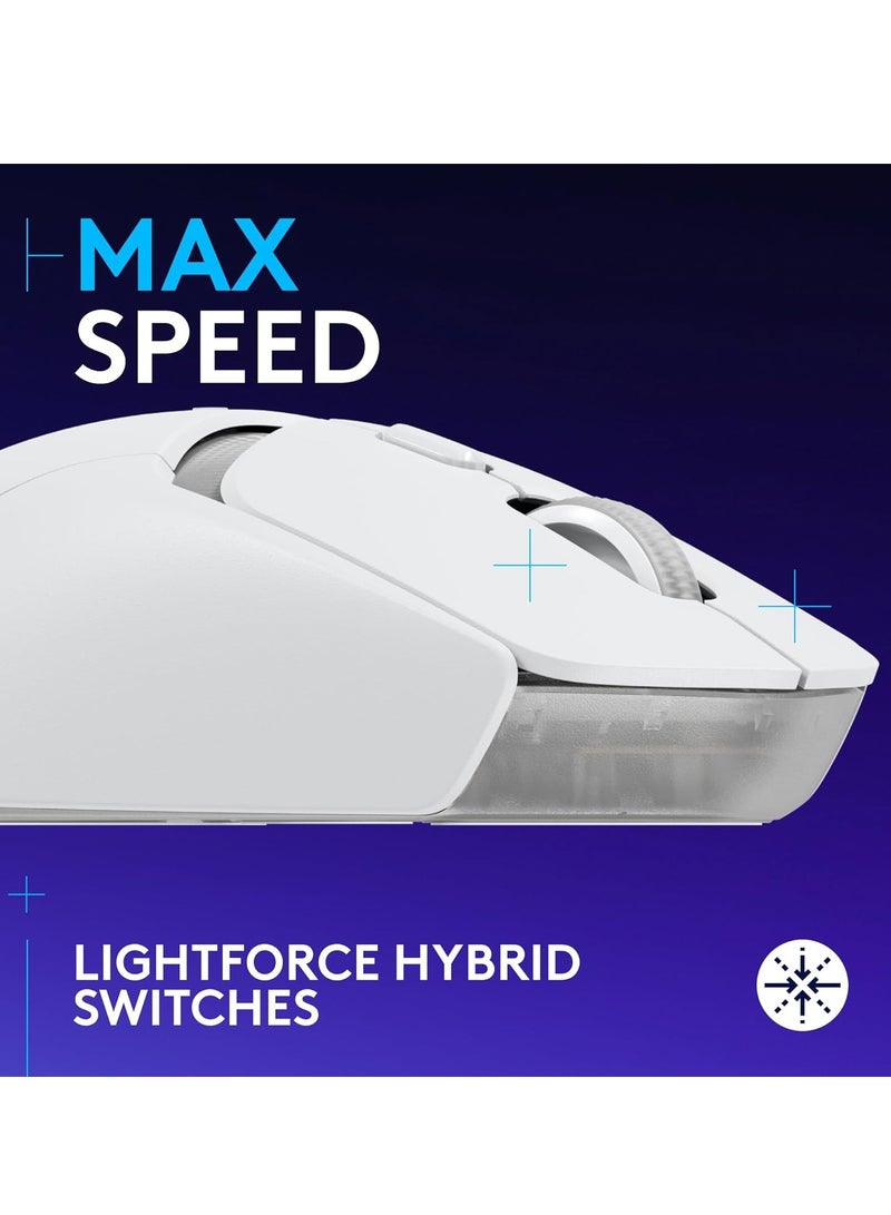 Logitech G309 LIGHTSPEED Wireless/Bluetooth Gaming Mouse, Lightweight, LIGHTFORCE Hybrid Switches, HERO 25K Sensor, 86g & 300+ hr battery life with AA battery, 6 Programmable Buttons, PC & Mac - White  - Image 2