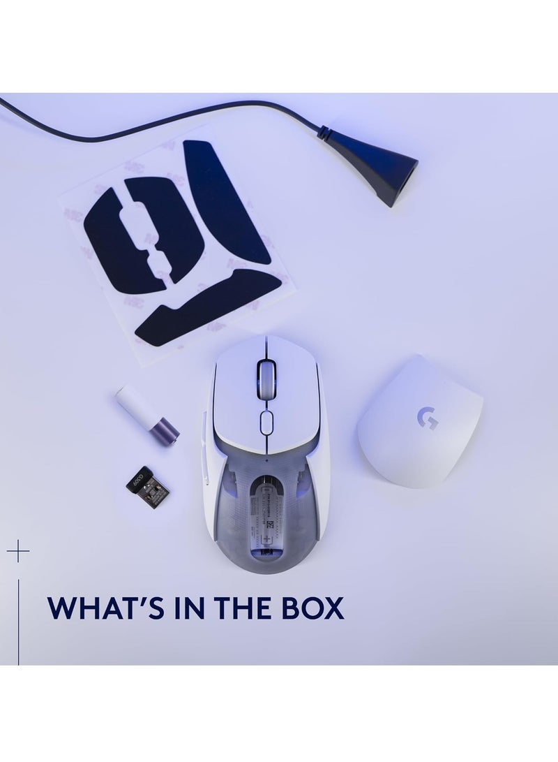 G309 LIGHTSPEED Wireless/Bluetooth Gaming Mouse, Lightweight, LIGHTFORCE Hybrid Switches, HERO 25K Sensor, 86g & 300+ hr battery life with AA battery, 6 Programmable Buttons, PC & Mac - White