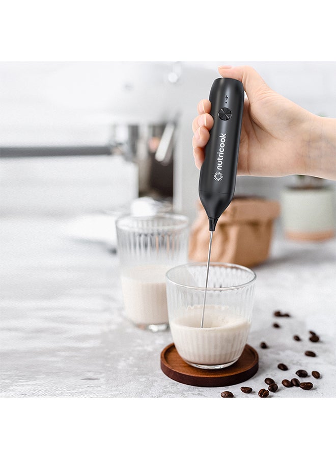 nutricook Rechargeable Milk Frother – USB-C Charging, Stainless Steel Whisk, One-Button Operation – Portable, Easy to Clean – Perfect for Lattes & Cappuccinos – NC-MF100 (Black) 500 ml 800 W milk_frother black  - Image 5