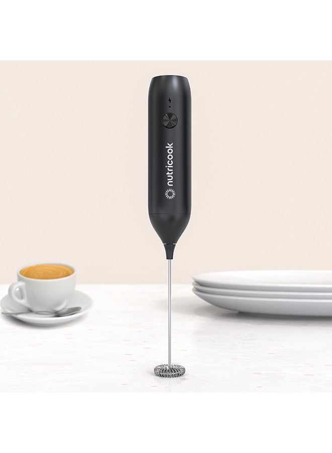 nutricook Rechargeable Milk Frother – USB-C Charging, Stainless Steel Whisk, One-Button Operation – Portable, Easy to Clean – Perfect for Lattes & Cappuccinos – NC-MF100 (Black) 500 ml 800 W milk_frother black  - Image 4