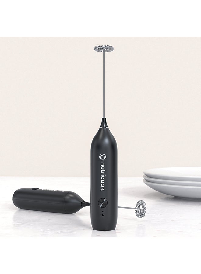 nutricook Rechargeable Milk Frother – USB-C Charging, Stainless Steel Whisk, One-Button Operation – Portable, Easy to Clean – Perfect for Lattes & Cappuccinos – NC-MF100 (Black) 500 ml 800 W milk_frother black  - Image 2