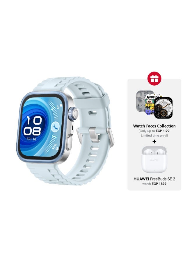 HUAWEI - Watch FIT 4 Pro Smart Watch, 1.82” Display, Sapphire Glass &Titanium, GPS for Pro-Level Outdoor Sports, NFC, ECG Analysis, up to 10-Day Battery Life, iOS & Android Blue With FreeBuds SE 2 Gift Blue - Image 1