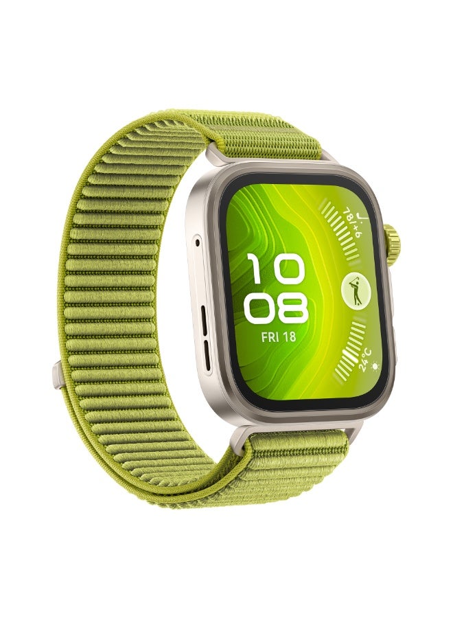 هواوي - Watch FIT 4 Pro Smart Watch, 1.82” Display, Sapphire Glass &Titanium, GPS for Pro-Level Outdoor Sports, NFC, ECG Analysis, up to 10-Day Battery Life, iOS & Android Green With FreeBuds SE 2 Gift green - Image 1