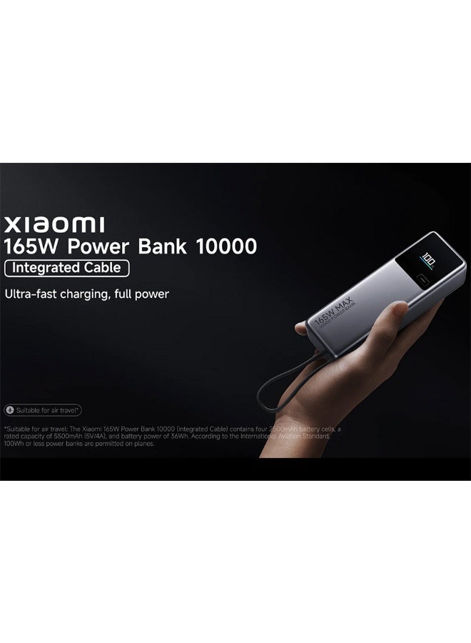 Xiaomi 165W Power Bank 10000mAh Ultra-fast charging Integrated USB-C Cable LED Display Gray - Image 3
