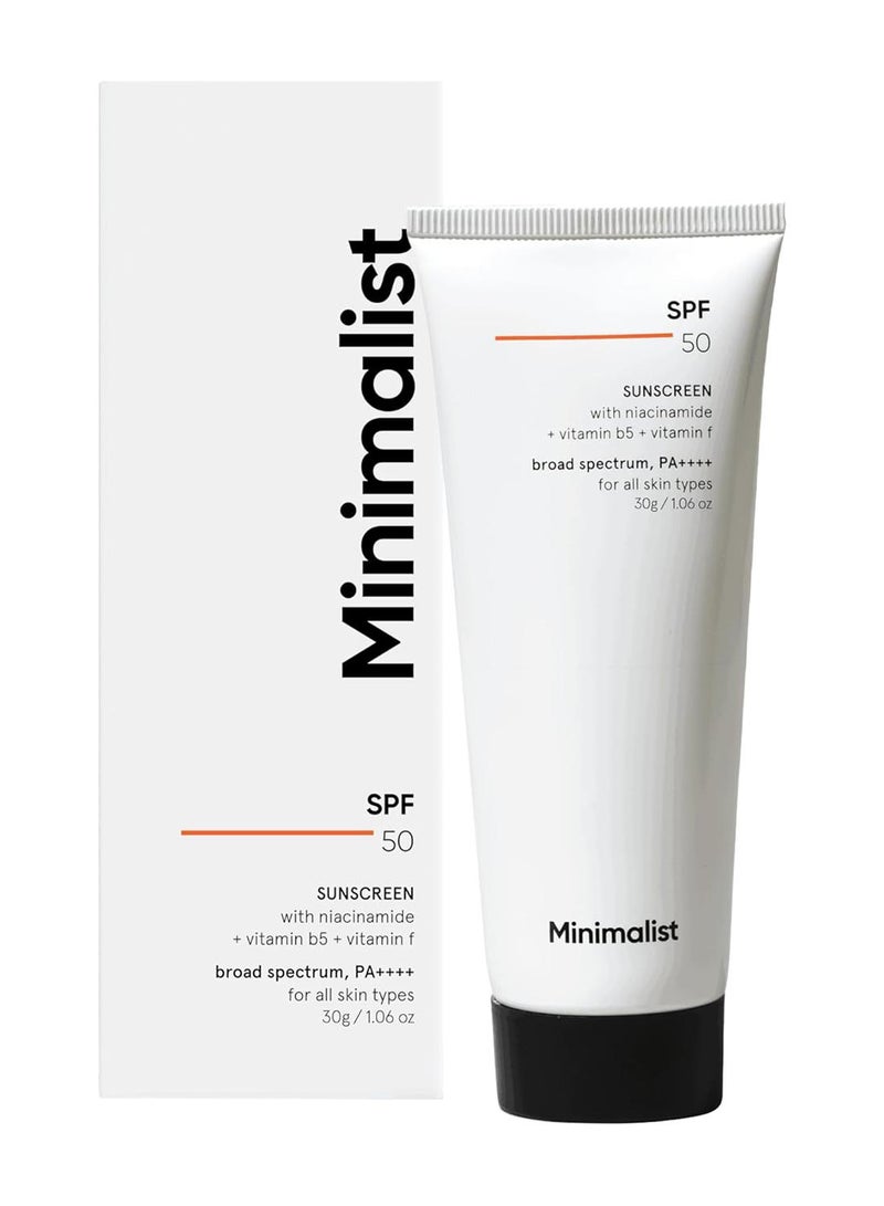 بيوتي جيفت واقي شمس مينيماليست SPF 50 PA++++ طيف واسع | حماية من UVA / UVB مع كريم الشمس للرجال والنساء - Image 1