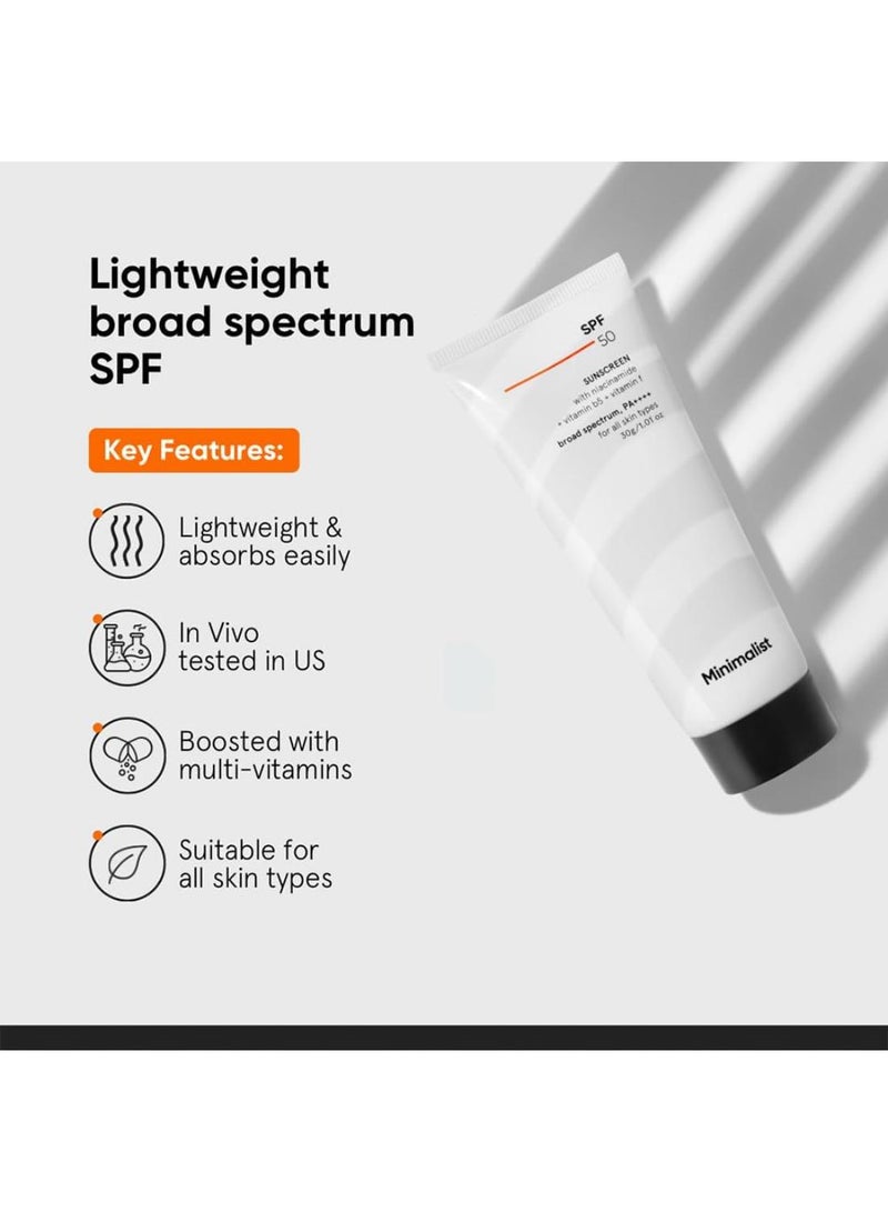 بيوتي جيفت واقي شمس مينيماليست SPF 50 PA++++ طيف واسع | حماية من UVA / UVB مع كريم الشمس للرجال والنساء - Image 2
