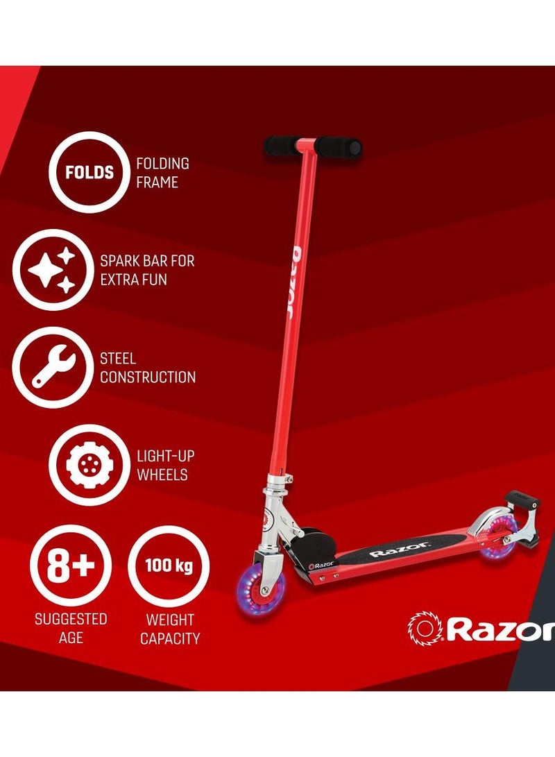 ريزر Razor S Spark Sport Red Kick Scooter | Kids Ages 8 Years+ | Kids Scooter | Foldable Scooter | Outdoor Adventure 60.00x12.00x18.00cm  - Image 3