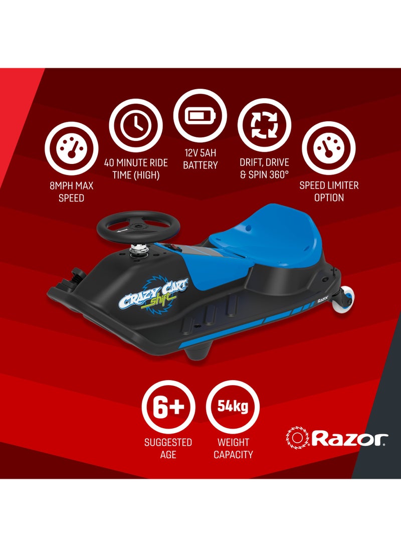 Razor Razor Crazy Cart Shift Blue 13Km/h | Kids Ages 6 Years+ | Electric Ride-on | Drifting Cart | With up to 40 minutes of Continuous Use | Outdoor Adventure Multicolour 77.10x52.50x32.50cm  - Image 5