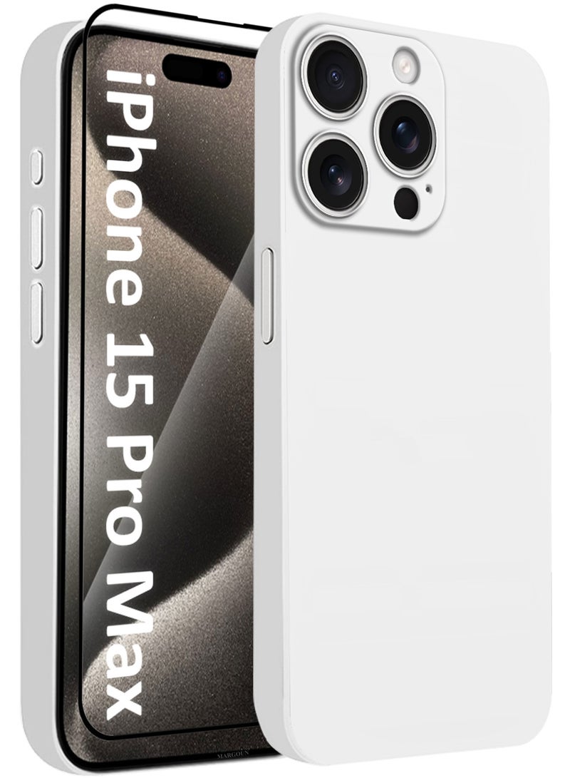 MARGOUN (for iPhone 15 Pro Max) 2Packs Case Cover Air Skin Series Back Cover Sturdy Durable Thin Case Drop Protection Cover - Transparent White White-2 - Image 1